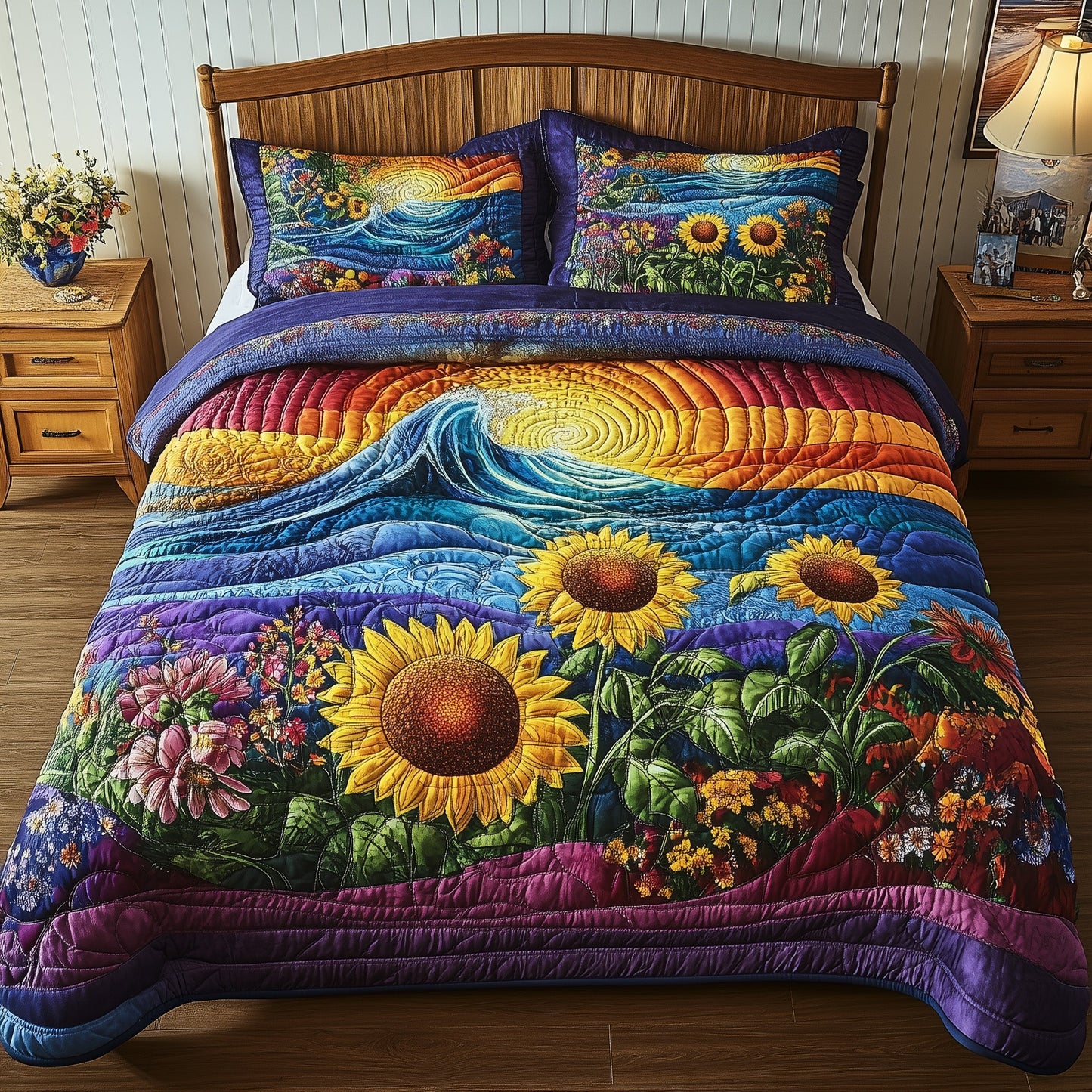 Sunflower Paradise 3-Piece Quilted Bedding Set GFTONL3852