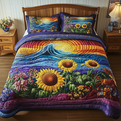 Sunflower Paradise 3-Piece Quilted Bedding Set GFTONL3852