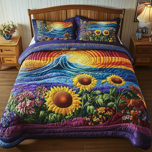 Sunflower Paradise 3-Piece Quilted Bedding Set GFTONL3852