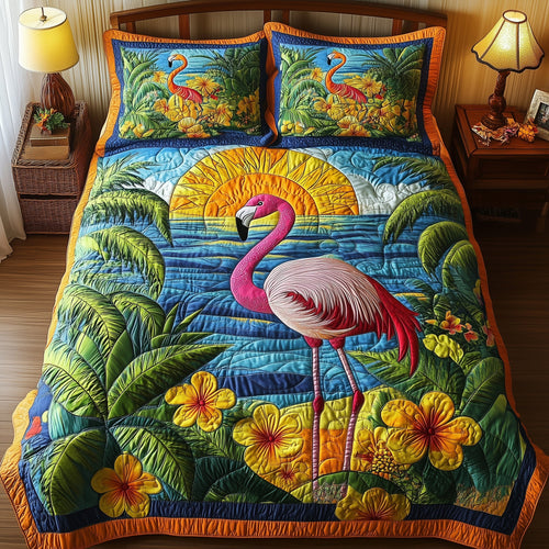 Tropical Flamingo 3-Piece Quilted Bedding Set GFTONL3856