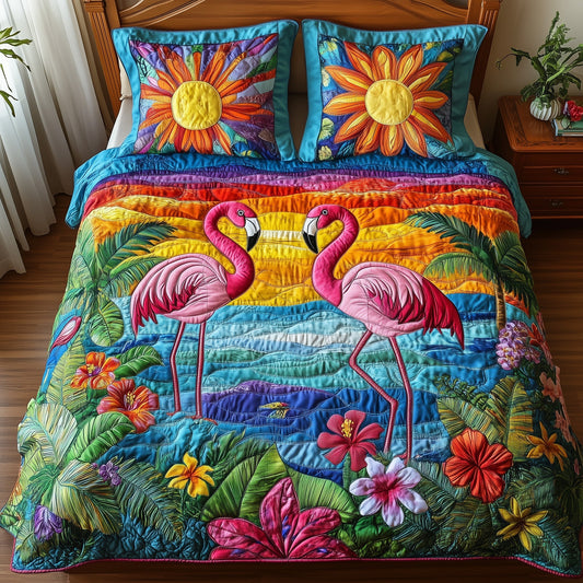 Tropical Flamingo 3-Piece Quilted Bedding Set GFTONL3858