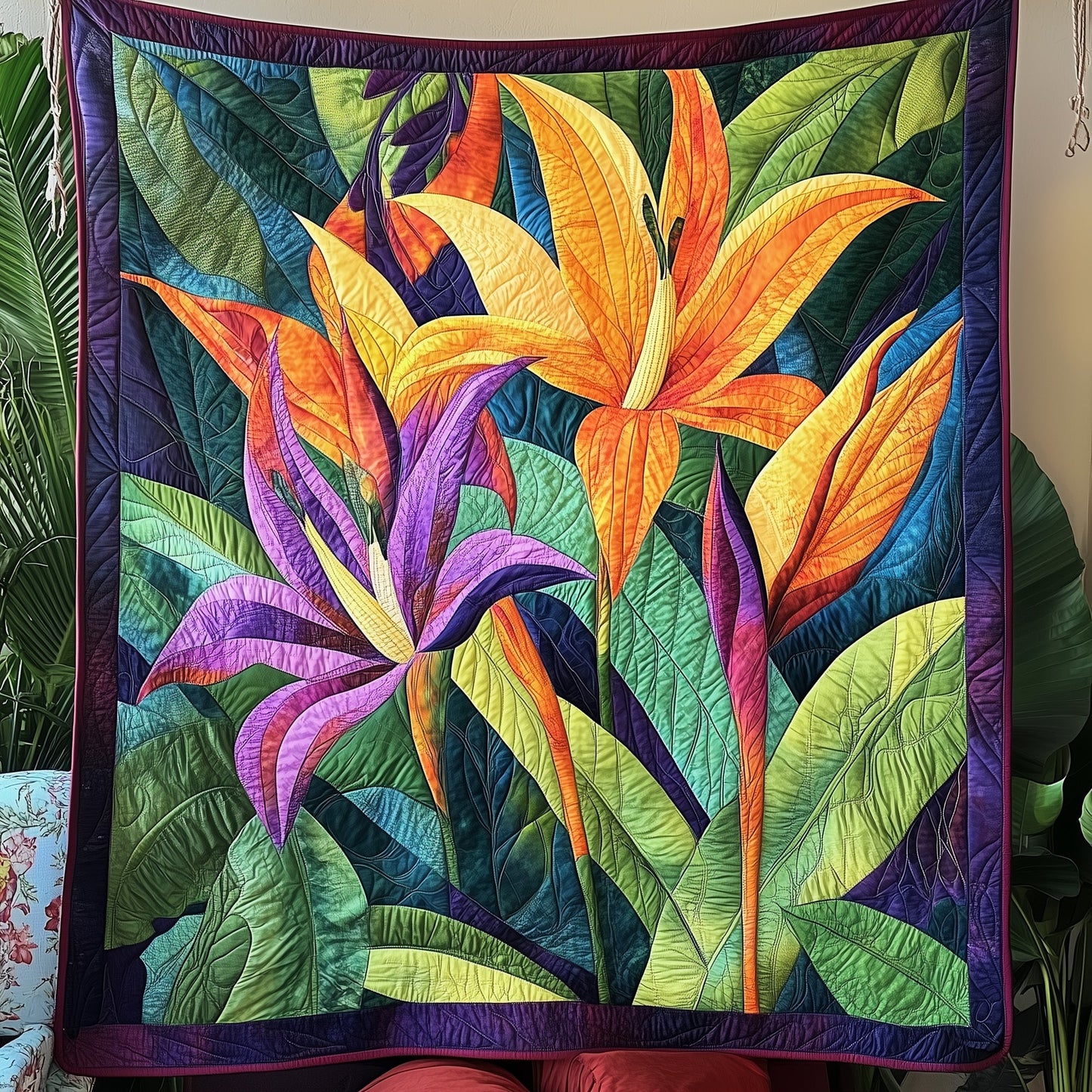 Bird Of Paradise Flower Quilted Blanket GFTONL3863