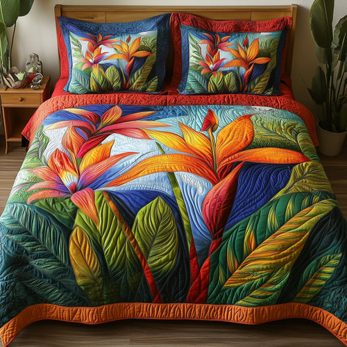 Bird Of Paradise Flower 3-Piece Quilted Bedding Set GFTONL3865