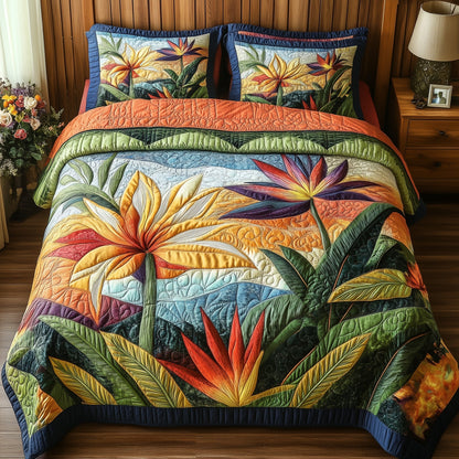 Bird Of Paradise Flower 3-Piece Quilted Bedding Set GFTONL3866