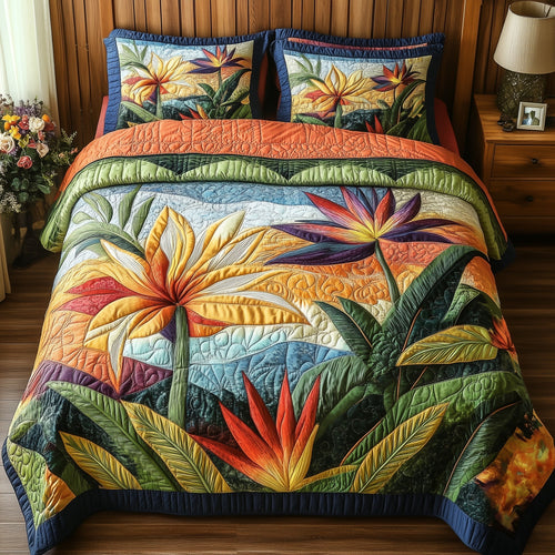 Bird Of Paradise Flower 3-Piece Quilted Bedding Set GFTONL3866