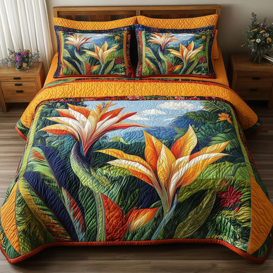 Bird Of Paradise Flower 3-Piece Quilted Bedding Set GFTONL3868