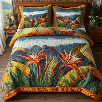 Bird Of Paradise Flower 3-Piece Quilted Bedding Set GFTONL3869