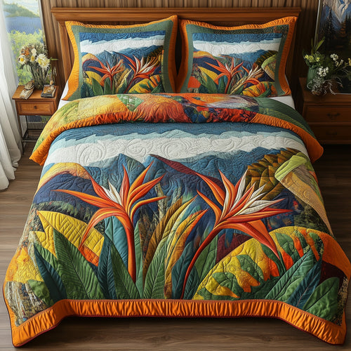 Bird Of Paradise Flower 3-Piece Quilted Bedding Set GFTONL3869