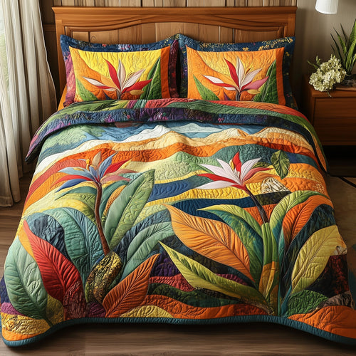 Bird Of Paradise Flower 3-Piece Quilted Bedding Set GFTONL3870