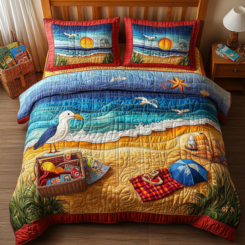 A Day At The Beach 3-Piece Quilted Bedding Set GFTONL3896