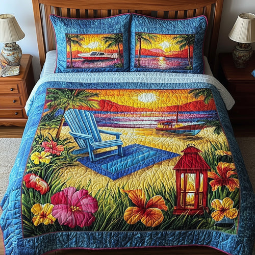 Relaxing Beach 3-Piece Quilted Bedding Set GFTONL3906