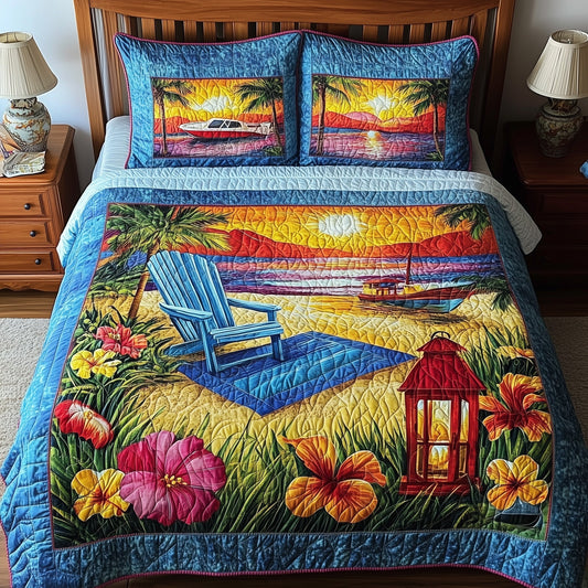 Relaxing Beach 3-Piece Quilted Bedding Set GFTONL3906