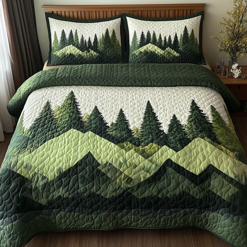 Misty Forest Mountain 3-Piece Quilted Bedding Set GFTONL3922
