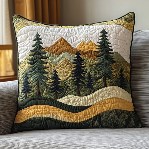 Misty Forest Mountain Quilted Pillow Case GFTONL3972