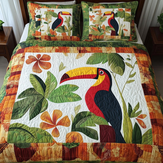 Joyful Toucans 3-Piece Quilted Bedding Set GFTONL4005