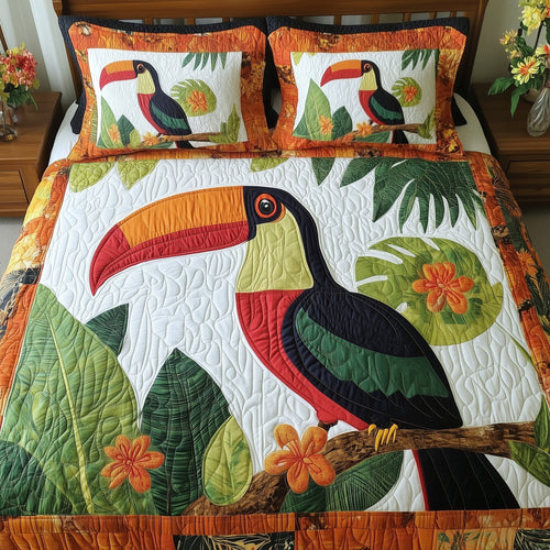 Joyful Toucans 3-Piece Quilted Bedding Set GFTONL4006