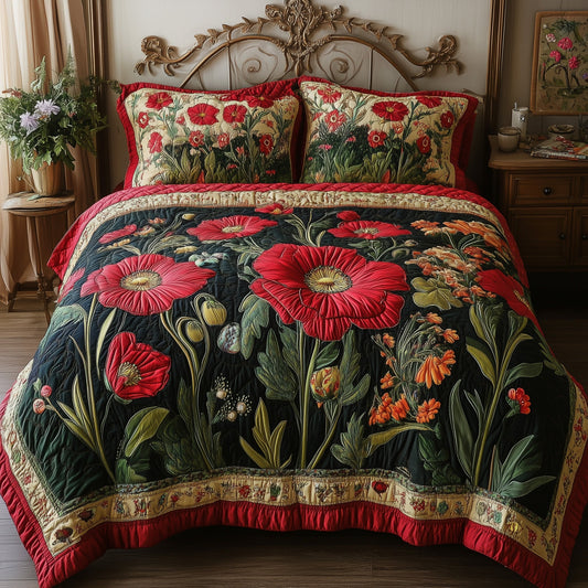 Vintage Flowers 3-Piece Quilted Bedding Set GFTONL4017