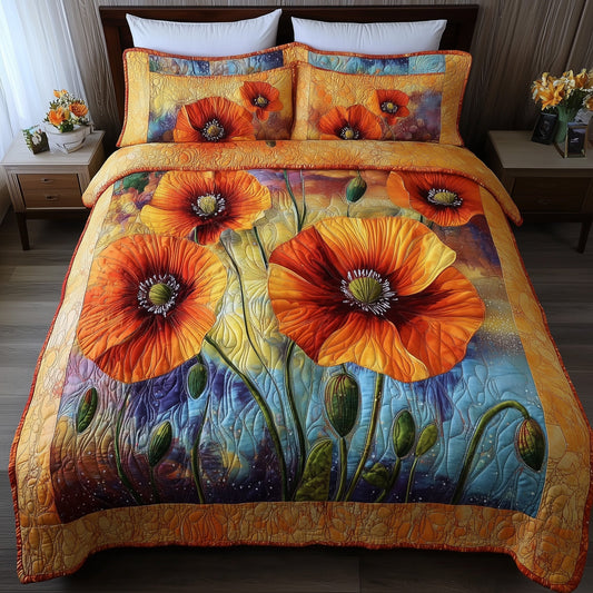 California Poppies 3-Piece Quilted Bedding Set GFTONL4018