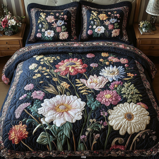 Vintage Flowers 3-Piece Quilted Bedding Set GFTONL4019