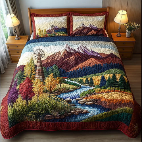 Harmony Windmill 3-Piece Quilted Bedding Set GFTONL4020