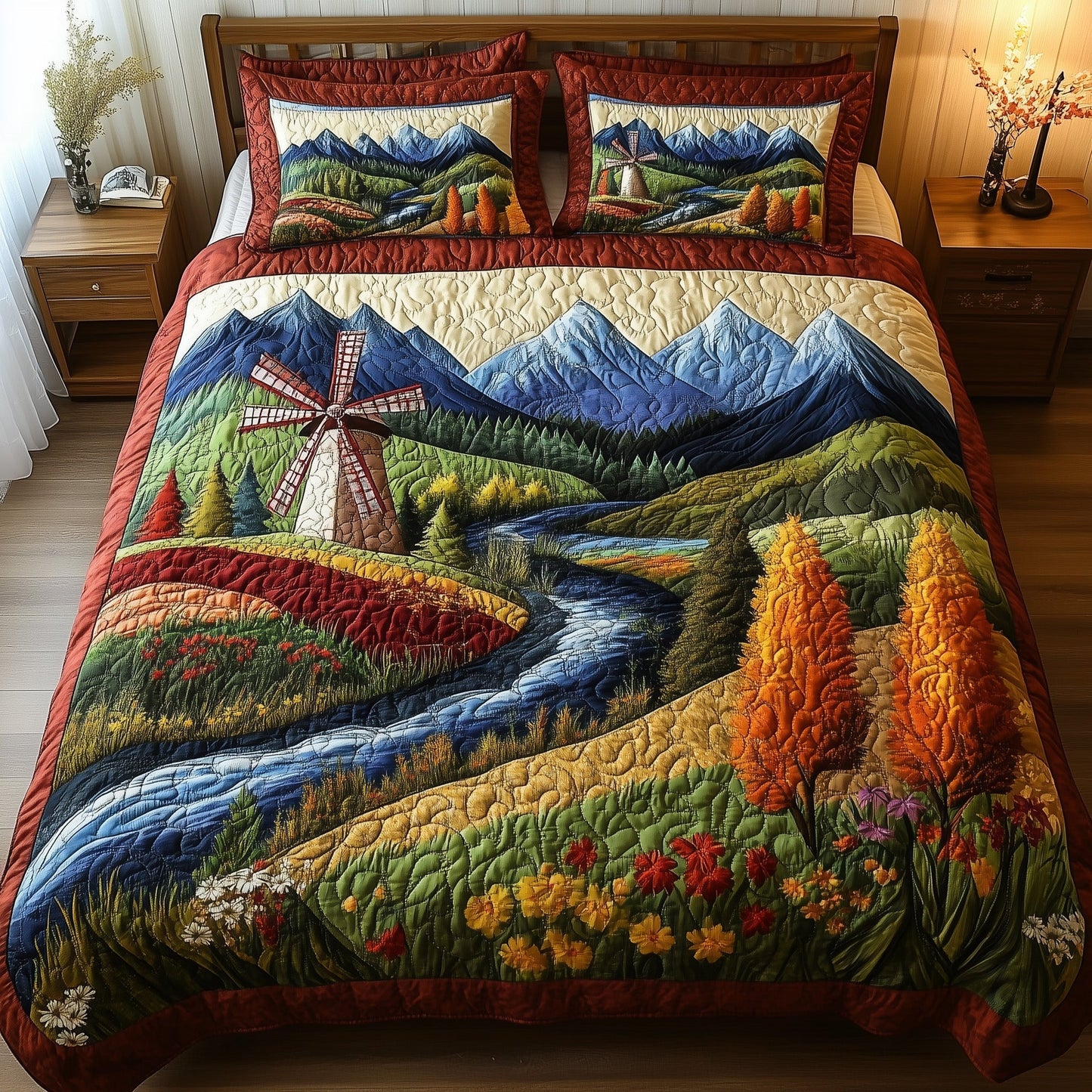 Harmony Windmill 3-Piece Quilted Bedding Set GFTONL4021