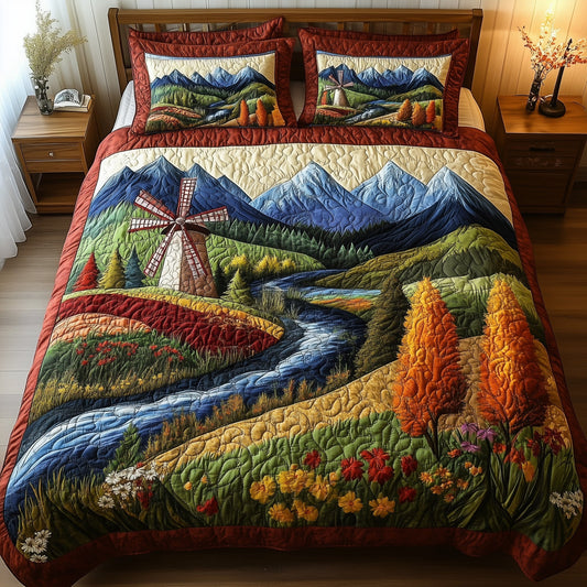 Harmony Windmill 3-Piece Quilted Bedding Set GFTONL4021