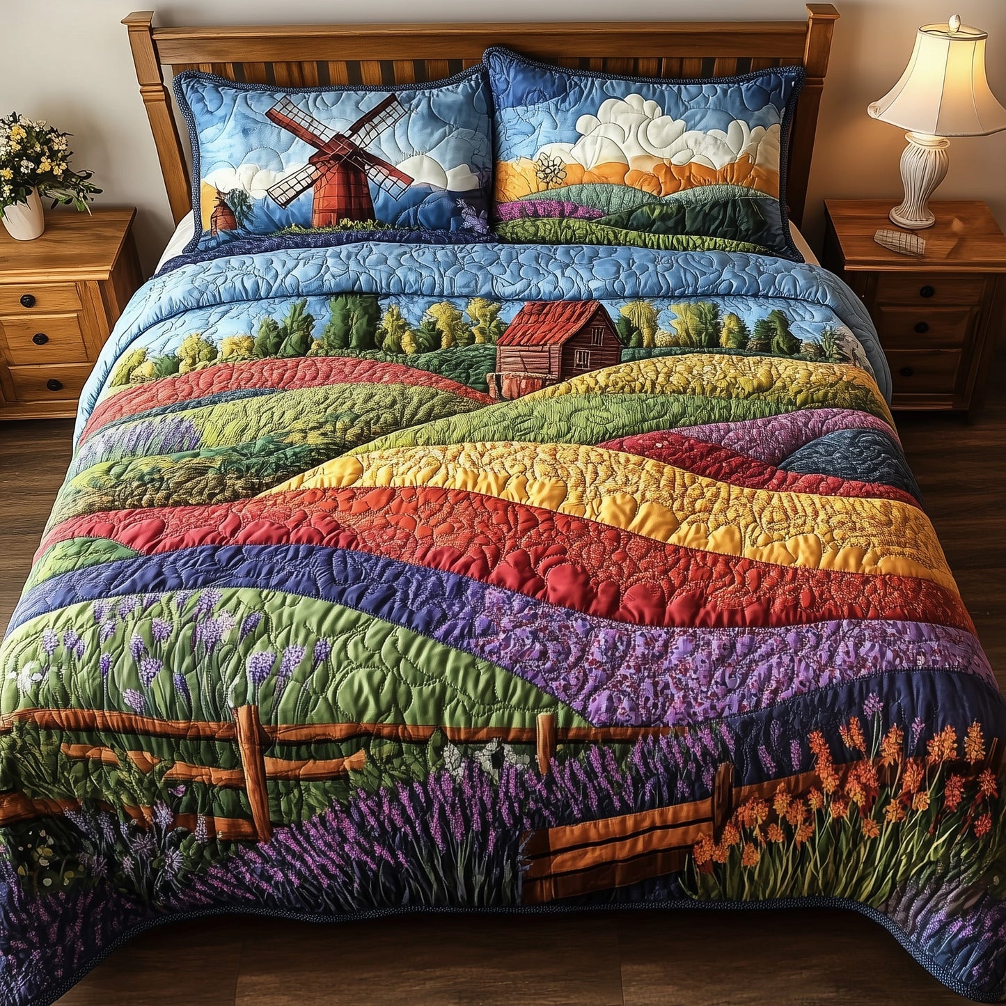 Harmony Windmill 3-Piece Quilted Bedding Set GFTONL4022