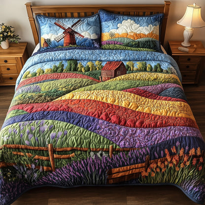 Harmony Windmill 3-Piece Quilted Bedding Set GFTONL4022