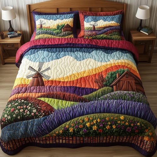 Harmony Windmill 3-Piece Quilted Bedding Set GFTONL4023