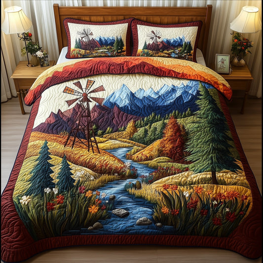 Harmony Windmill 3-Piece Quilted Bedding Set GFTONL4025