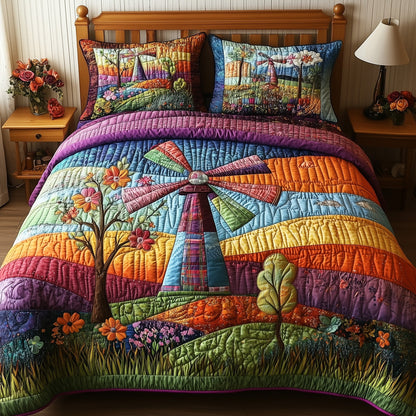 Patchwork Windmill 3-Piece Quilted Bedding Set GFTONL4033