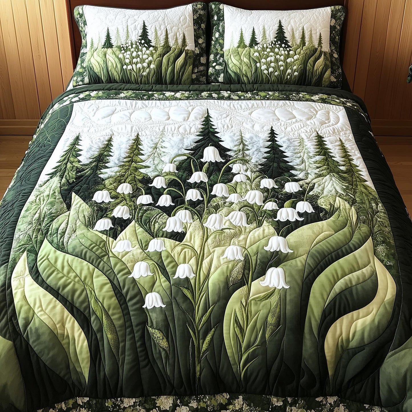 Lily Of The Valley 3-Piece Quilted Bedding Set GFTONL4058