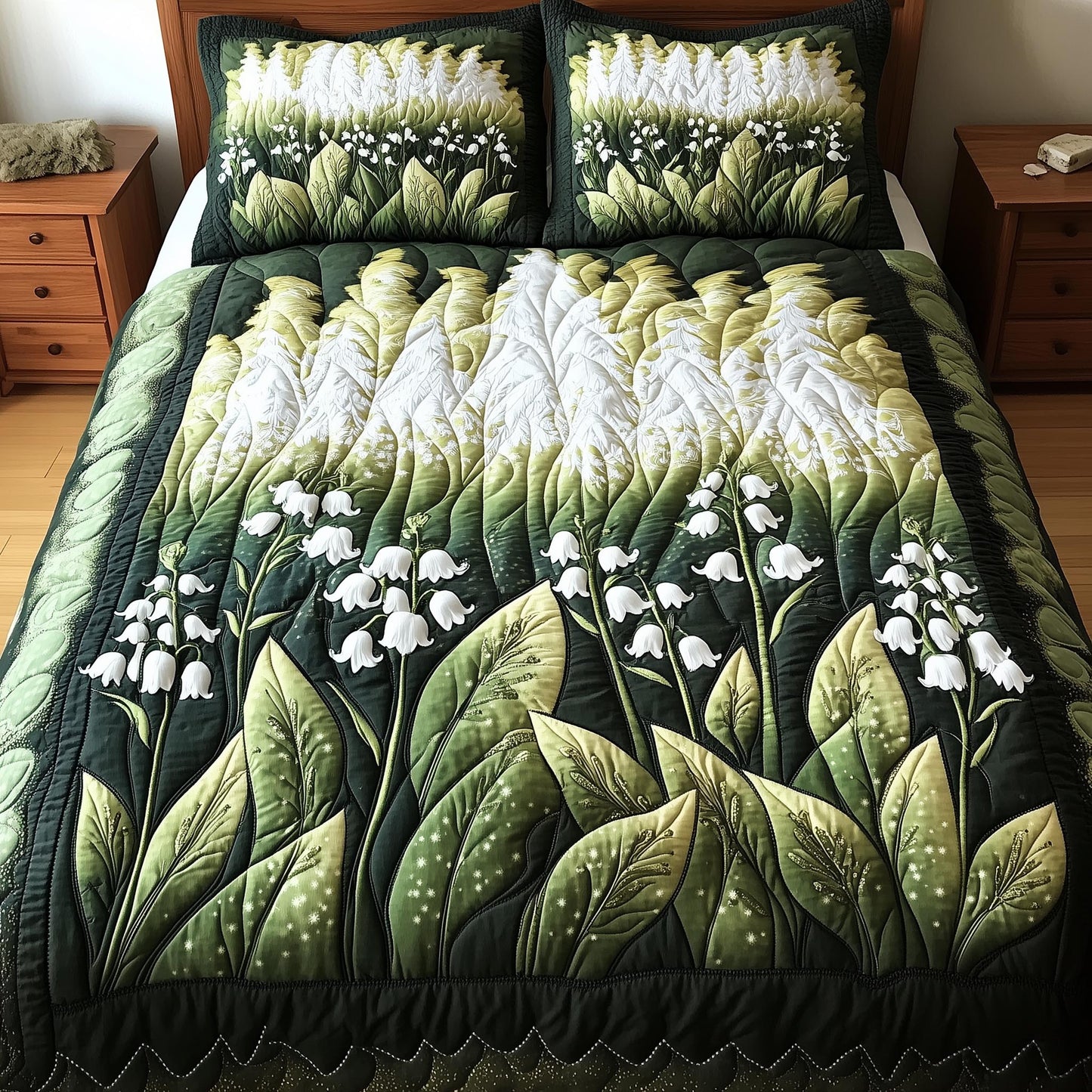 Lily Of The Valley 3-Piece Quilted Bedding Set GFTONL4059