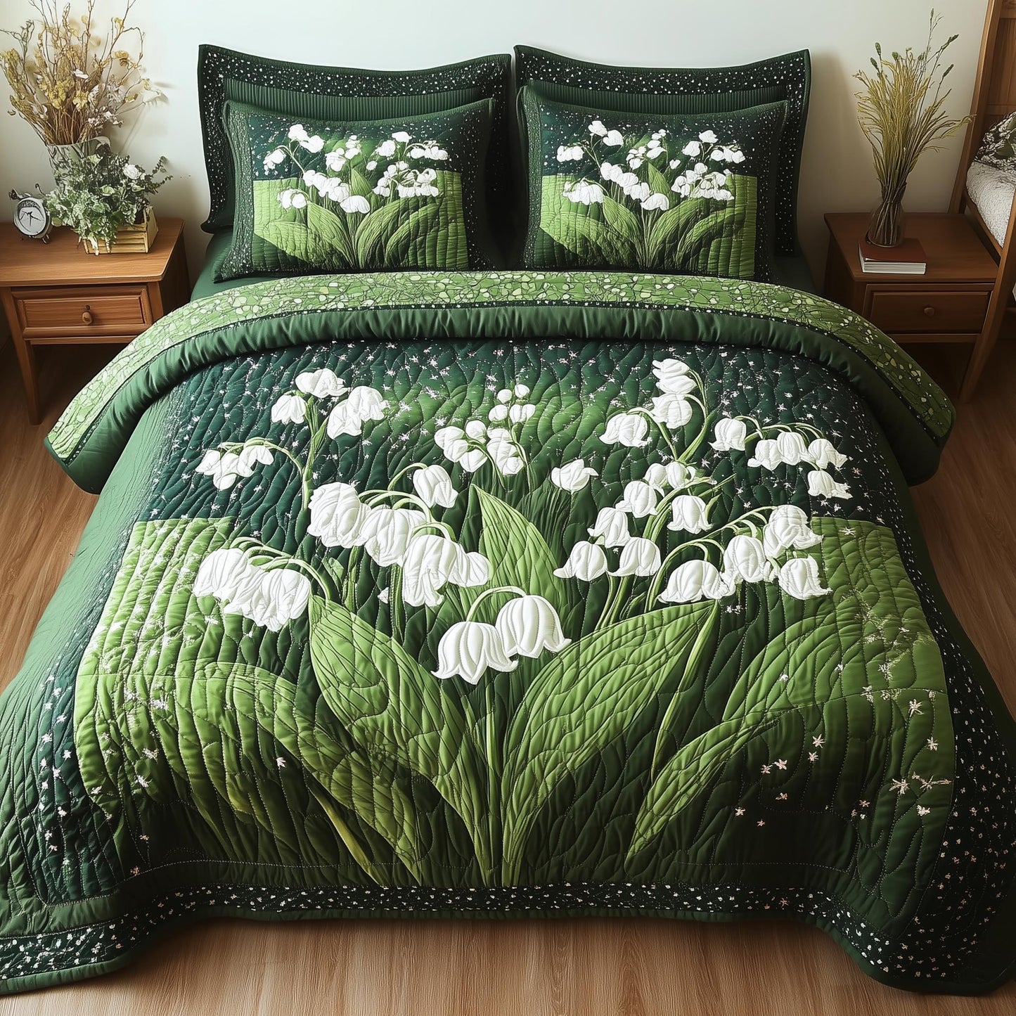 Lily Of The Valley Vibe 3-Piece Quilted Bedding Set GFTONL4064
