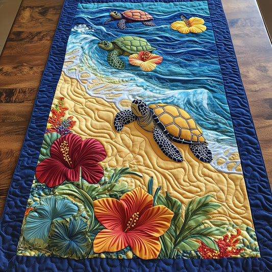 Hibicus Turtles Quilted Table Runner GFTONL4084