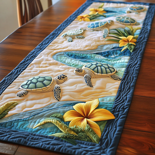 Plumeria Turtle Quilted Table Runner GFTONL4094