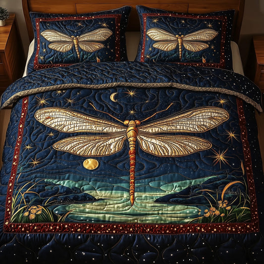 Midnight Dragonfly 3-Piece Quilted Bedding Set GFTONL4159