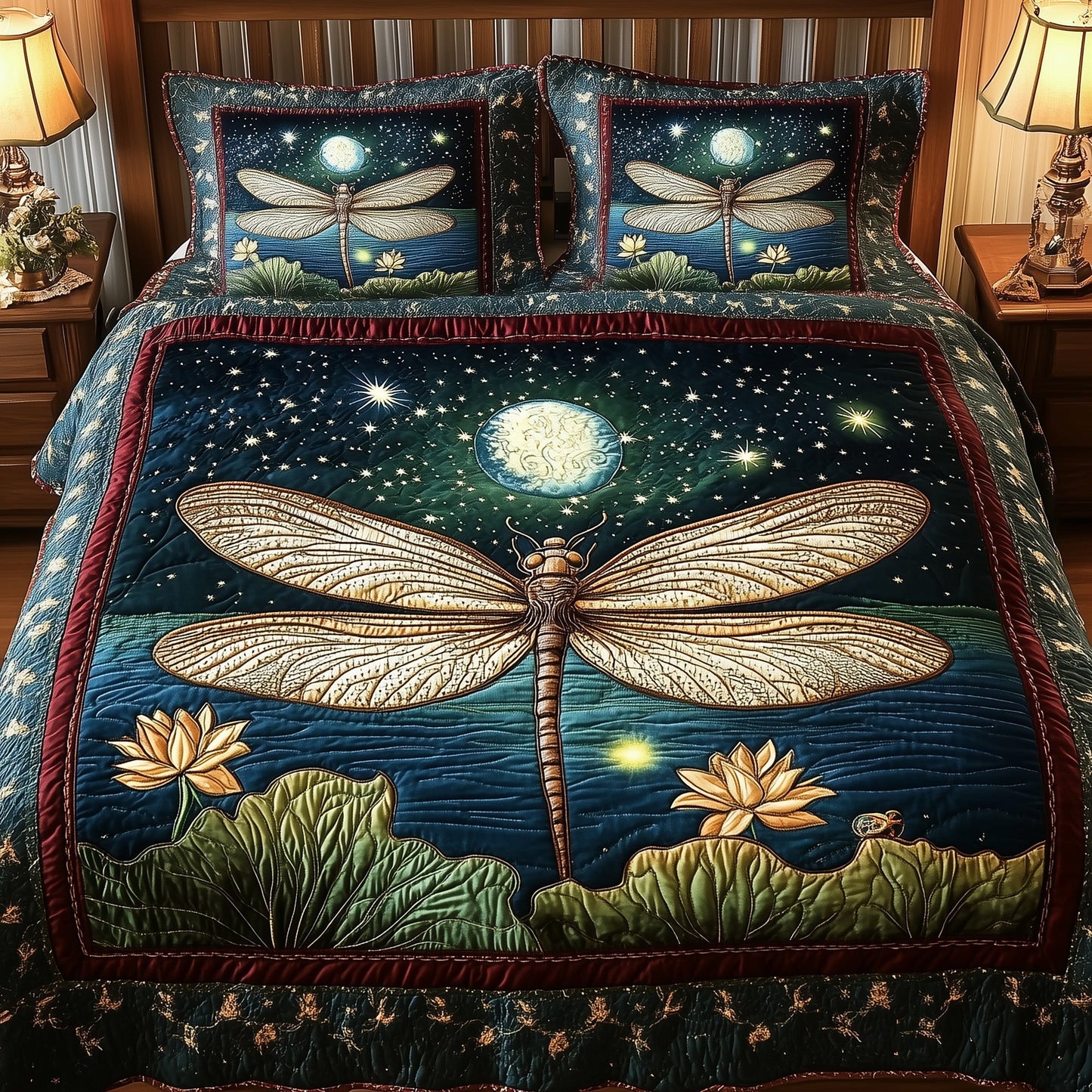 Dragonfly Glow 3-Piece Quilted Bedding Set GFTONL4162