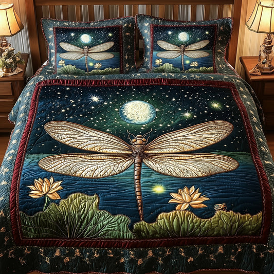 Dragonfly Glow 3-Piece Quilted Bedding Set GFTONL4162