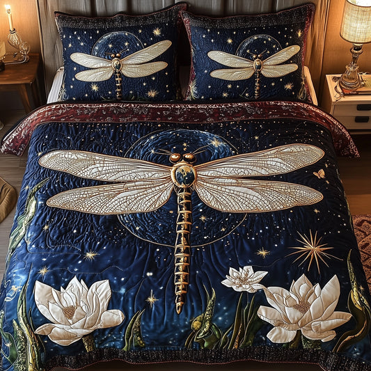Moonlit Dragonfly 3-Piece Quilted Bedding Set GFTONL4171