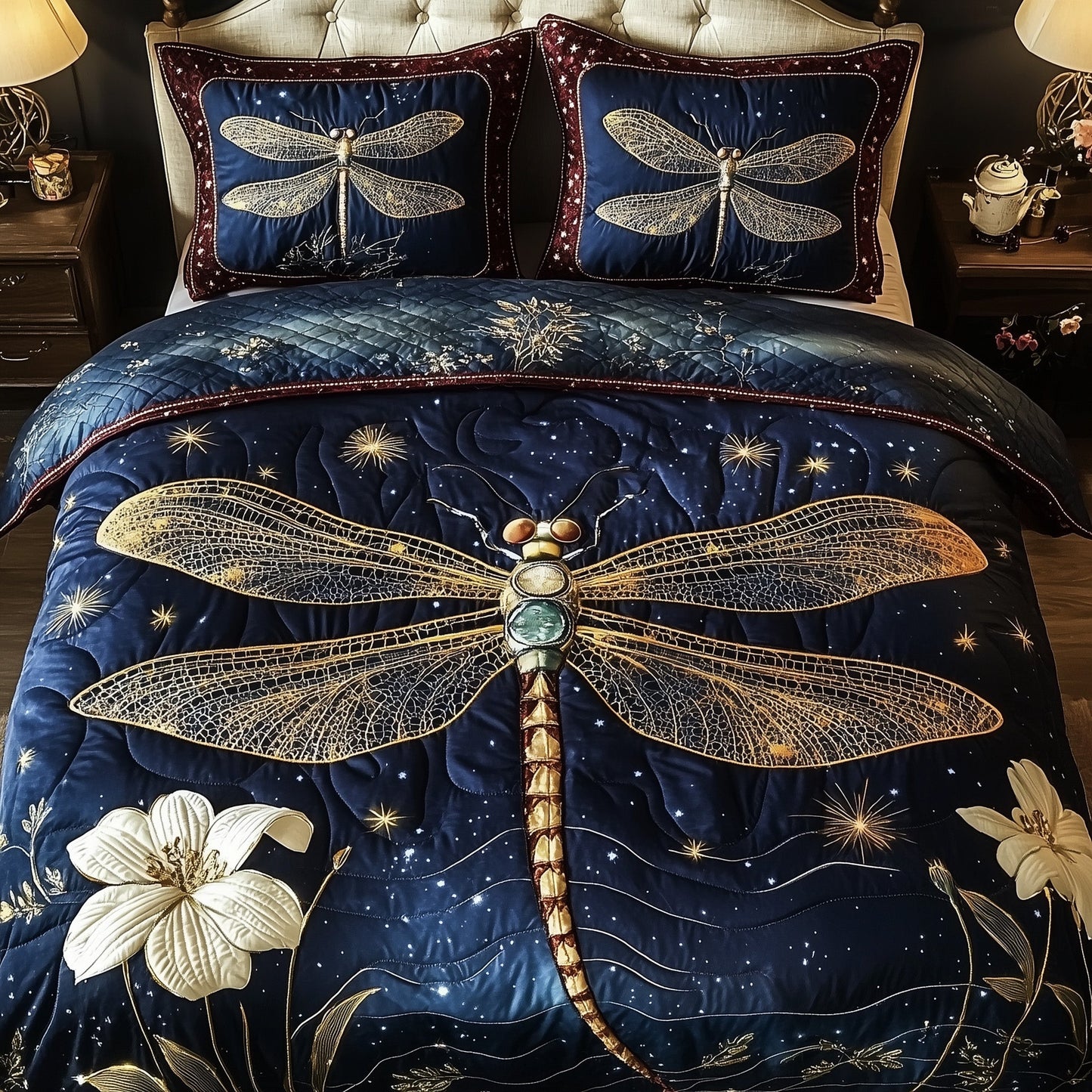 Mystic Dragonfly 3-Piece Quilted Bedding Set GFTONL4173