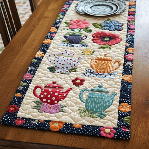 Bloomy Teapot Quilted Table Runner GFTONL4208