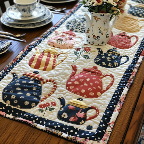 Bloomy Teapot Quilted Table Runner GFTONL4209