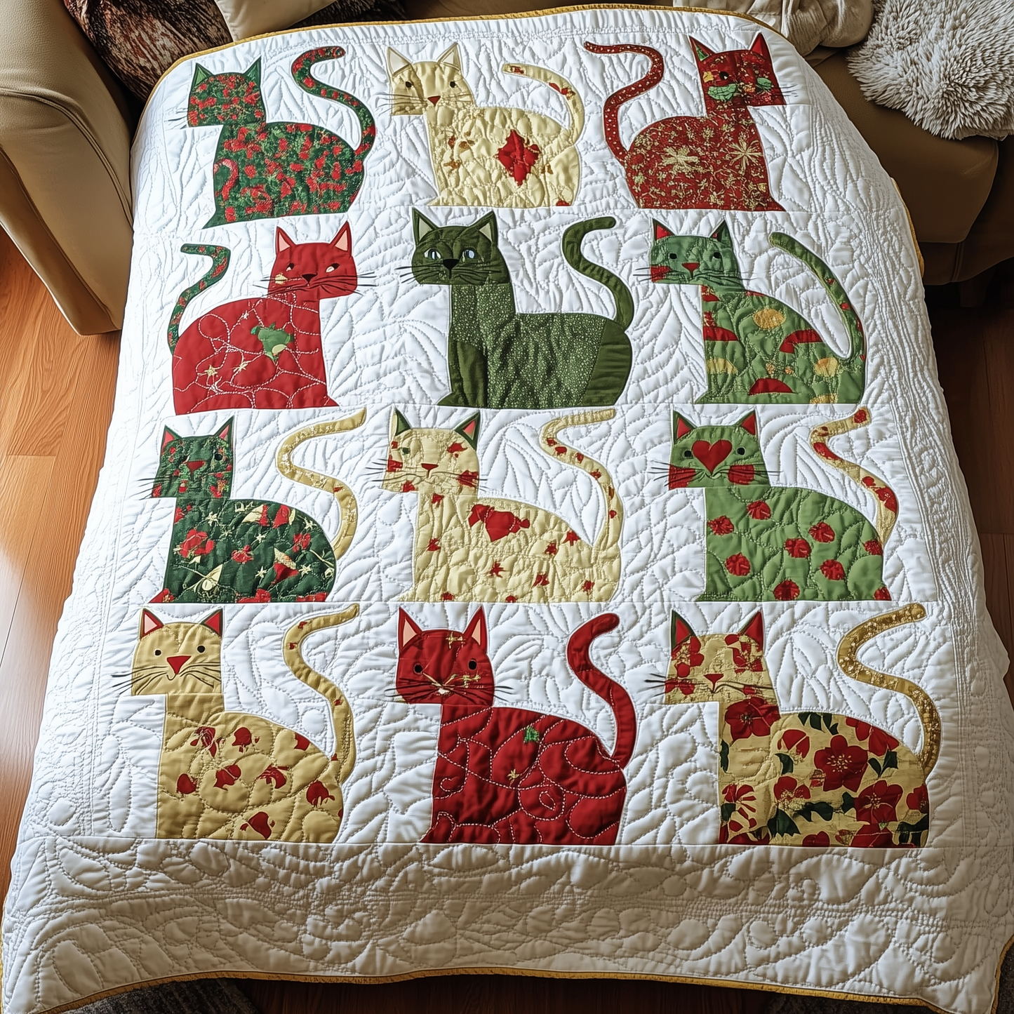 Festive Cat Quilted Blanket GFTONL420