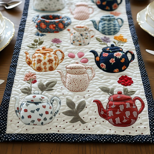 Bloomy Teapot Quilted Table Runner GFTONL4212