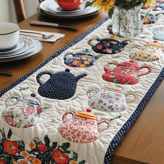 Teapot Garden Quilted Table Runner GFTONL4216