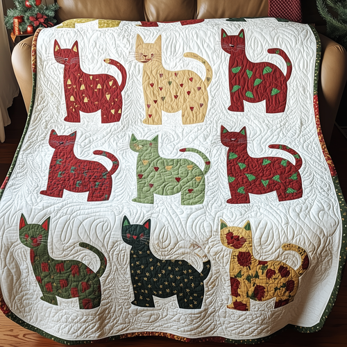 Festive Cat Quilted Blanket GFTONL421