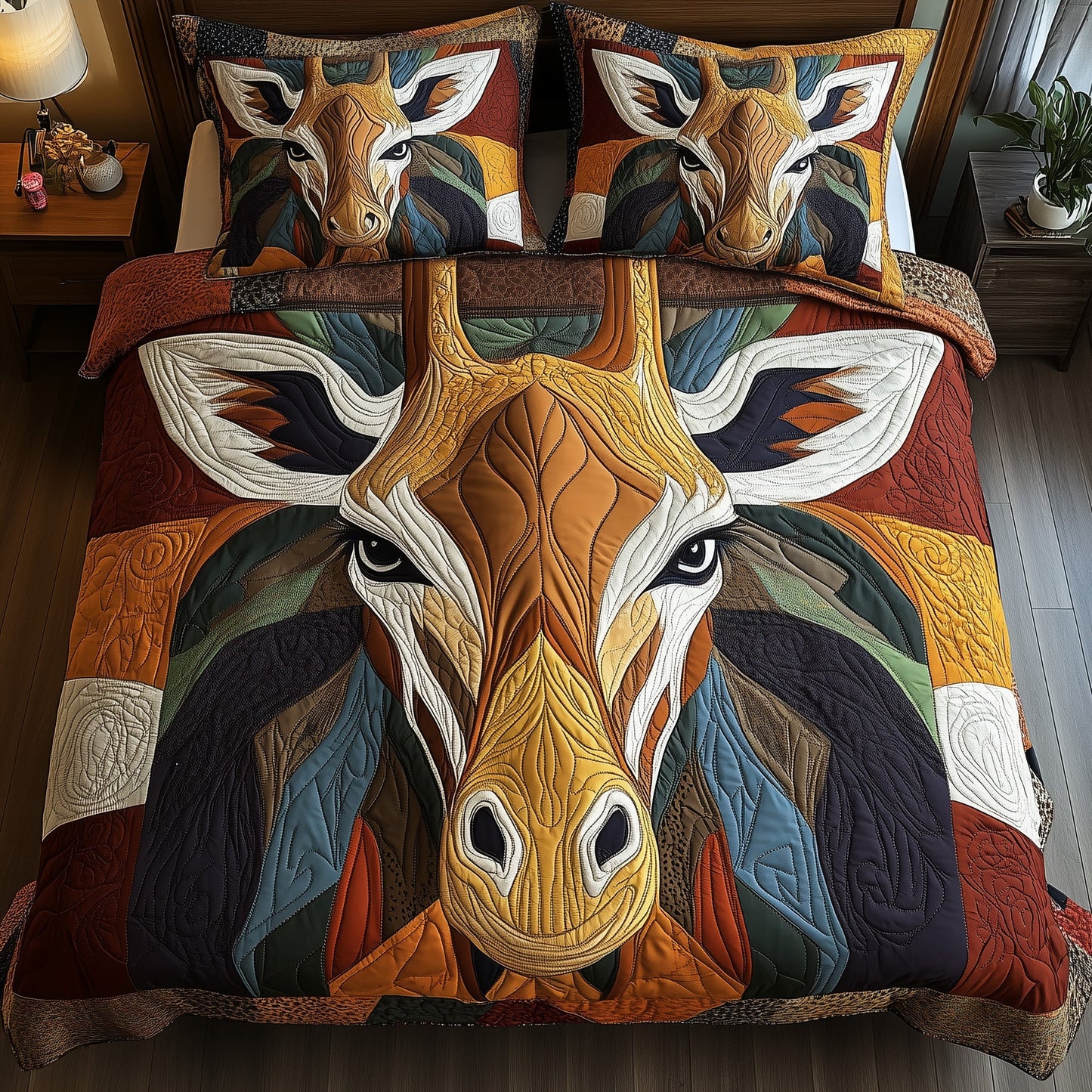 Giraffe Patchwork 3-Piece Quilted Bedding Set GFTONL4244