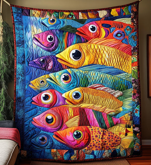 Cheerful Fishes Quilted Blanket GFTONL4250