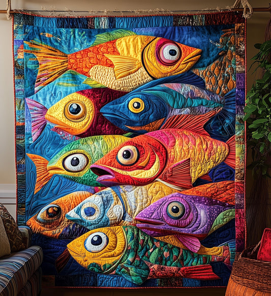 Cheerful Fishes Quilted Blanket GFTONL4251